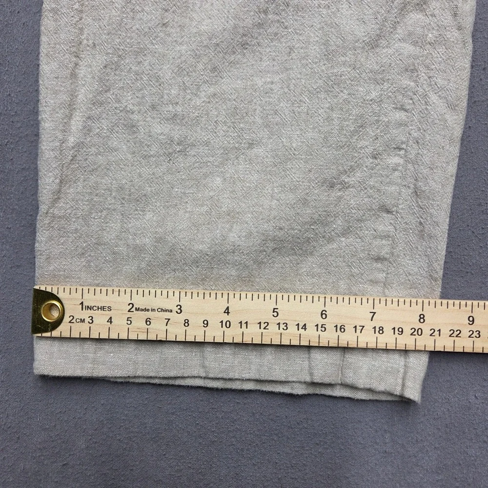 Perry Ellis Mens 38x30 Linen Blend Drawstring Pants Beige Straight Leg Size